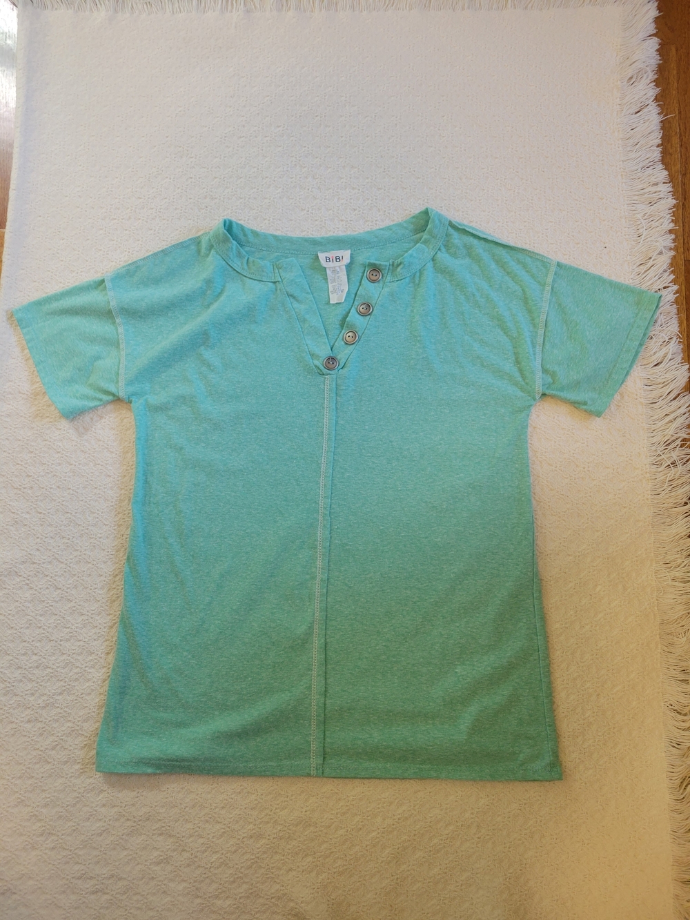 BiBi Seafoam Short Sleeve Henley Tee